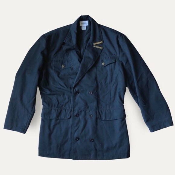 𝅺80s Marithe Francois Girbaud Military Jacket Blazer Black Grunge Mens M - Picture 2 of 13